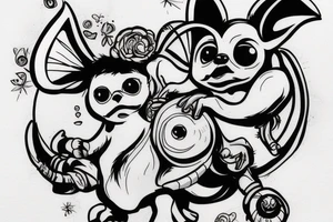 gizmo from gremlins riding appa from avatar tattoo idea