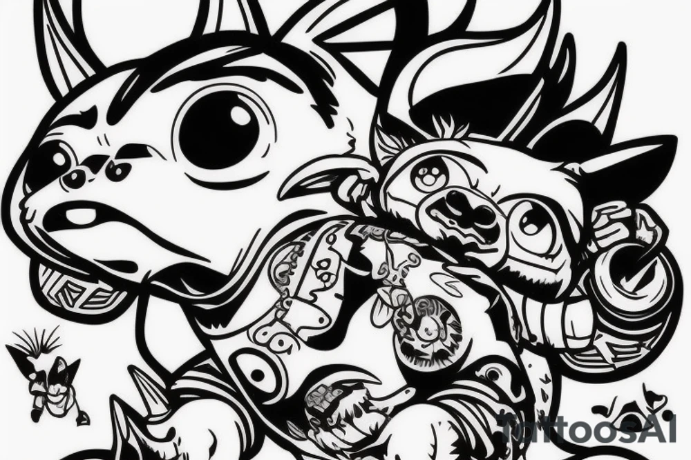 gizmo from gremlins riding appa from avatar tattoo idea