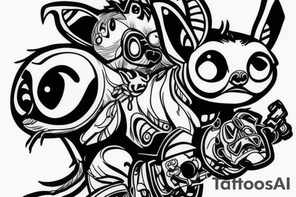 gizmo from gremlins riding appa from avatar tattoo idea