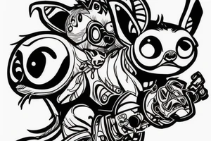 gizmo from gremlins riding appa from avatar tattoo idea