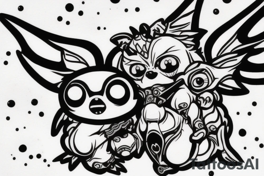 gizmo from gremlins riding appa from avatar tattoo idea