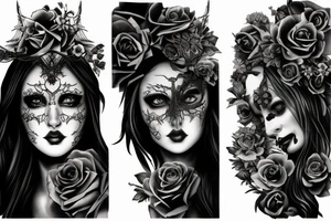 Dark beautiful gothic sculptures tattoo idea