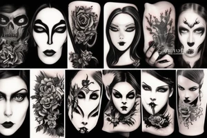 Dark beautiful gothic sculptures tattoo idea
