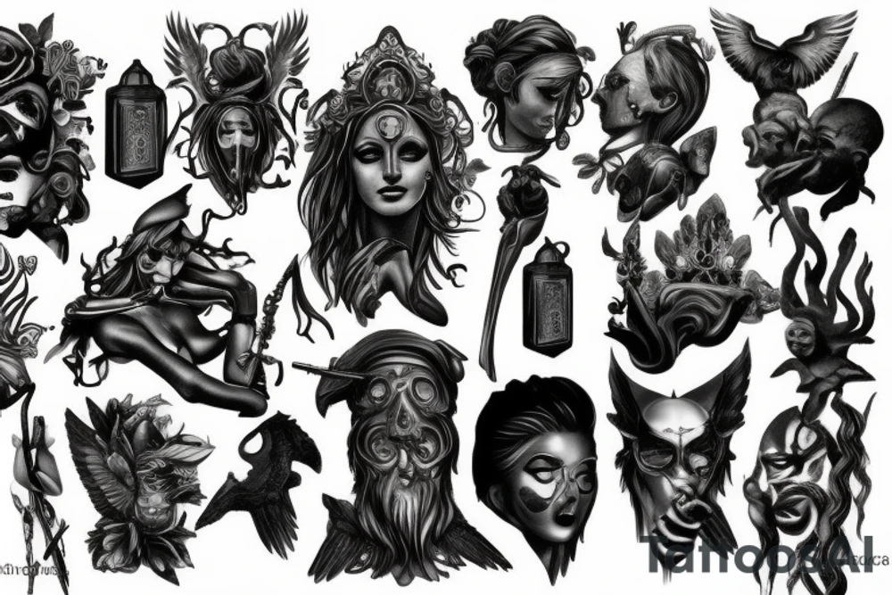 Dark sculptures Smokey mythology tattoo idea