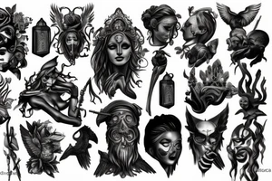 Dark sculptures Smokey mythology tattoo idea