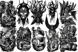 Dark sculptures Smokey mythology tattoo idea