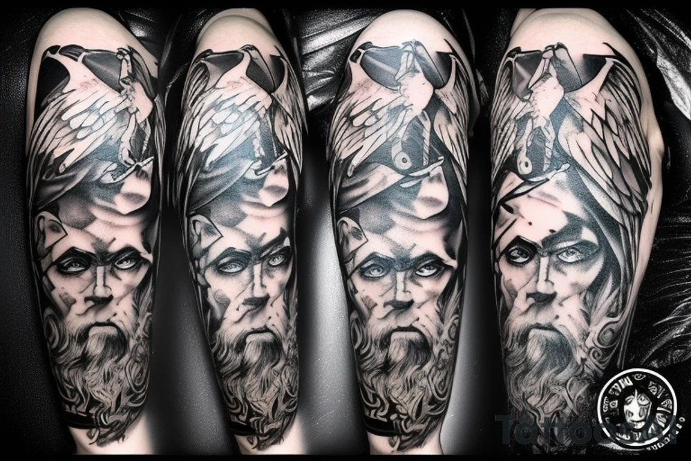 Dark Smokey mythology Odin biking warrior tattoo idea