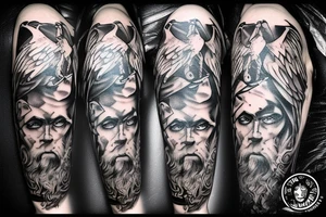 Dark Smokey mythology Odin biking warrior tattoo idea