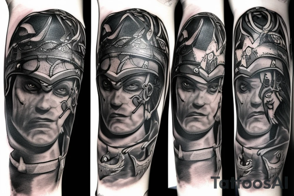Dark Smokey mythology Odin biking warrior tattoo idea