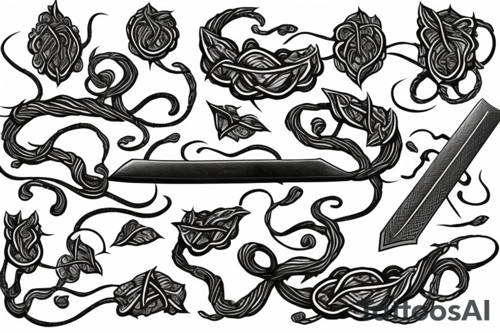a sword with vines growing around it tattoo idea