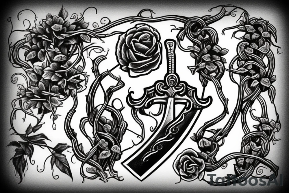 a sword with vines growing around it tattoo idea