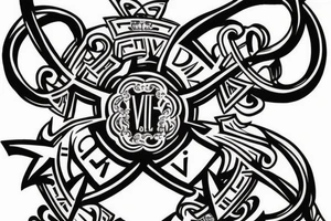 quote "veni, vidi, vici" with a trinity knot tattoo idea