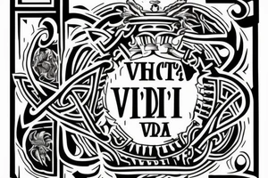 quote "veni, vidi, vici" with a trinity knot tattoo idea