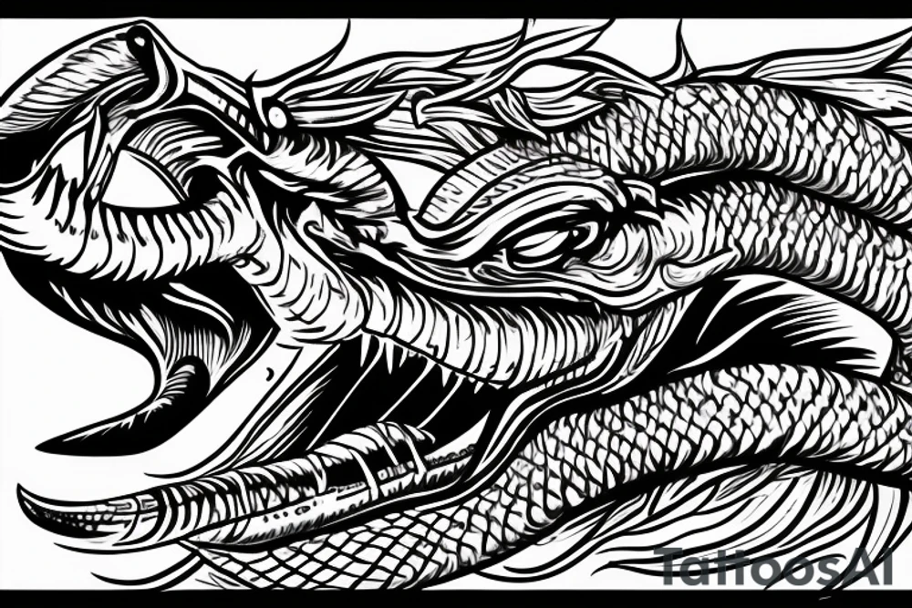 an attacking cobra with an open hood, protruding tongue. inscription Latin for "presumption of innocence". tattoo idea