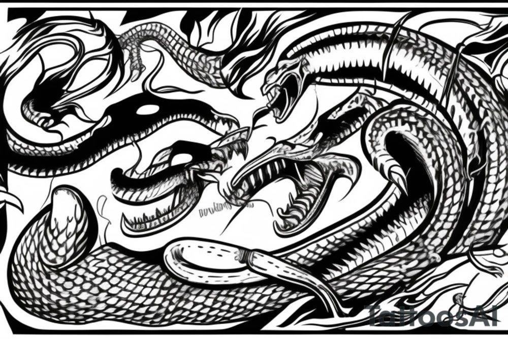 an attacking cobra with an open hood, protruding tongue. inscription Latin for "presumption of innocence". tattoo idea