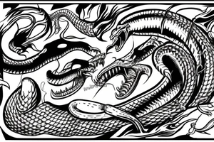 an attacking cobra with an open hood, protruding tongue. inscription Latin for "presumption of innocence". tattoo idea
