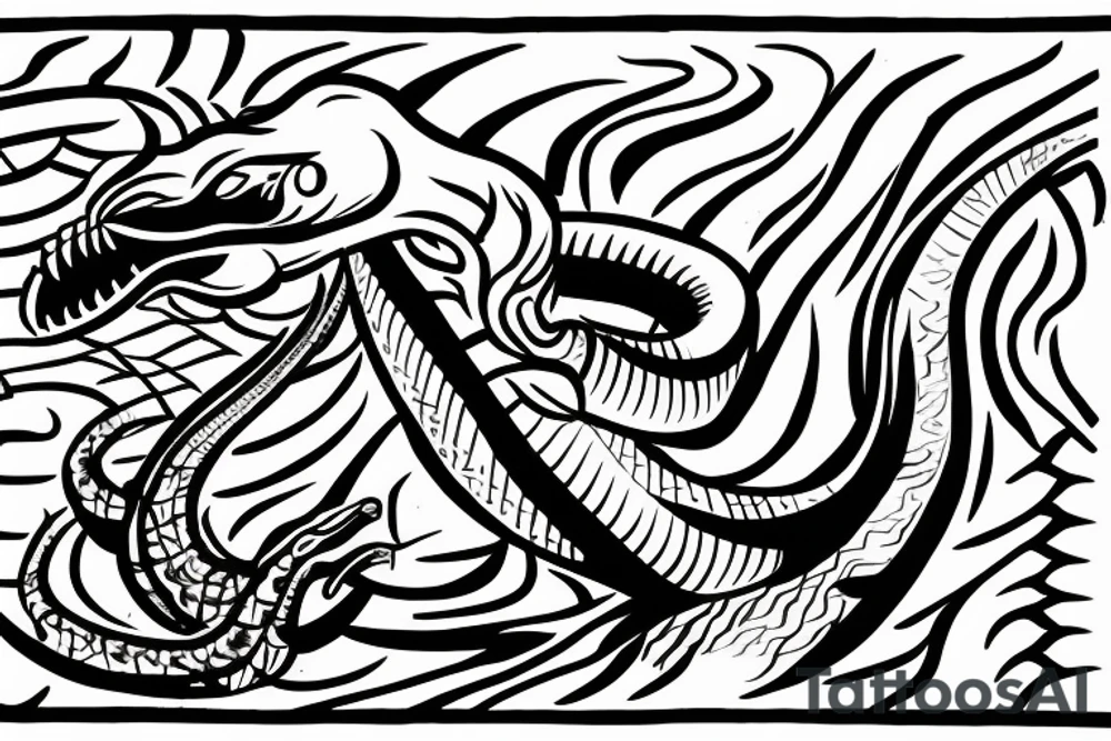 an attacking cobra with an open hood, protruding tongue. inscription Latin for "presumption of innocence". tattoo idea