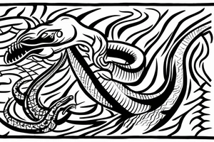 an attacking cobra with an open hood, protruding tongue. inscription Latin for "presumption of innocence". tattoo idea