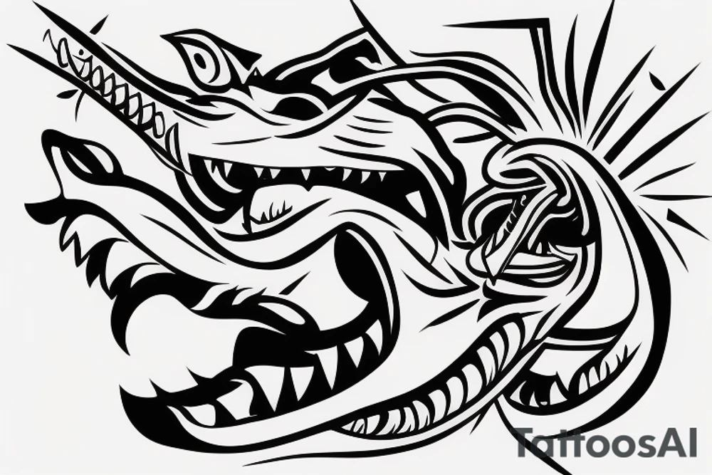 an attacking cobra with an open hood, protruding tongue tattoo idea
