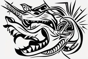 an attacking cobra with an open hood, protruding tongue tattoo idea