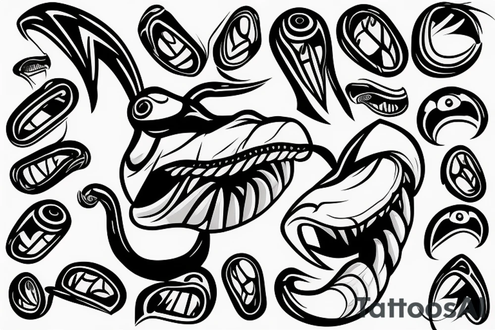 an attacking cobra with an open hood, protruding tongue tattoo idea