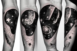 galaxies reflected in astronaut visor, facing camera tattoo idea