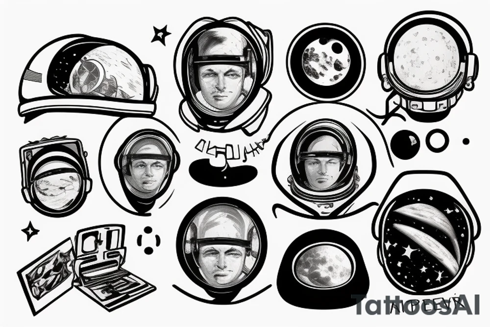 galaxies reflected in astronaut visor, facing camera tattoo idea galaxies reflected in astronaut visor, facing camera tattoo idea