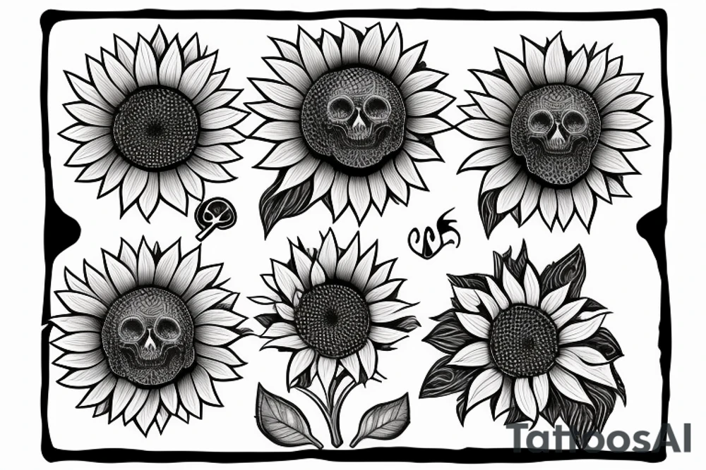 sunflower with a skull in the middle tattoo idea