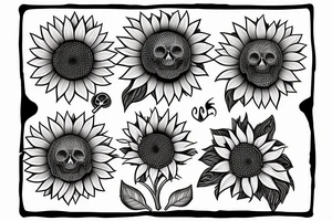 sunflower with a skull in the middle tattoo idea