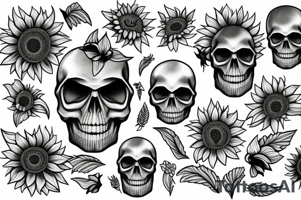 sunflower with a skull in the middle tattoo idea