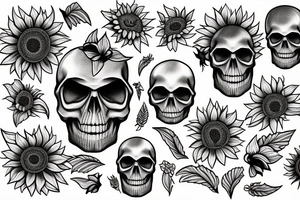 sunflower with a skull in the middle tattoo idea