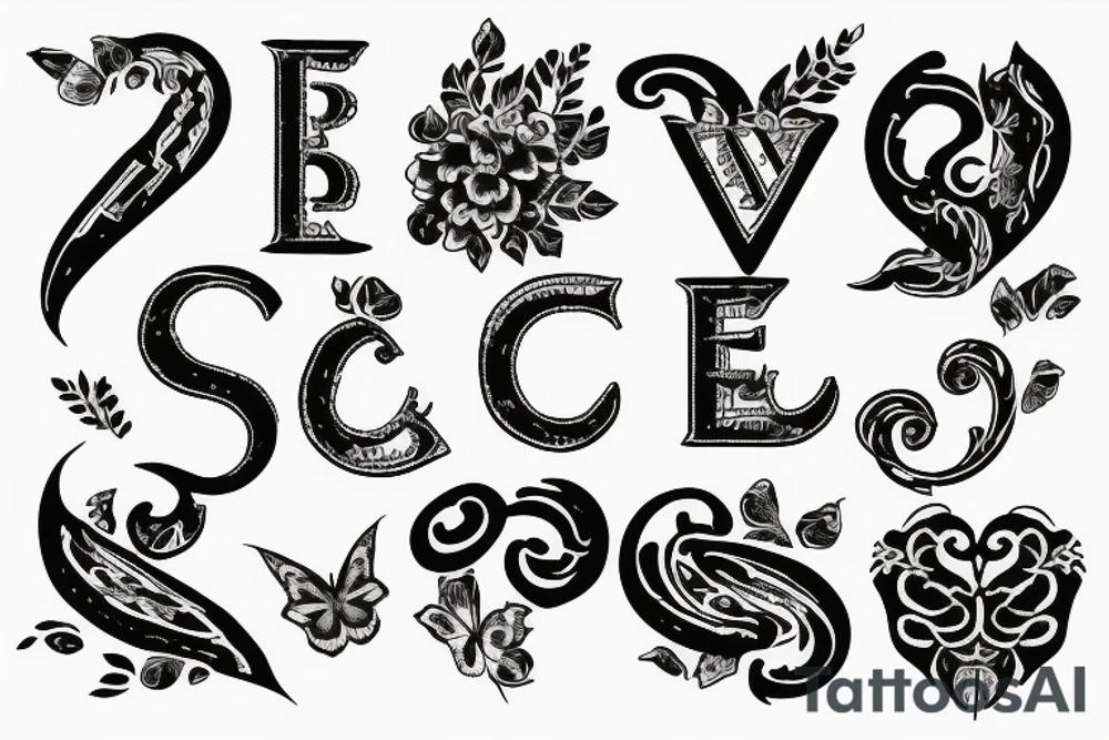 the letters E & B tattooed small tattoo idea
