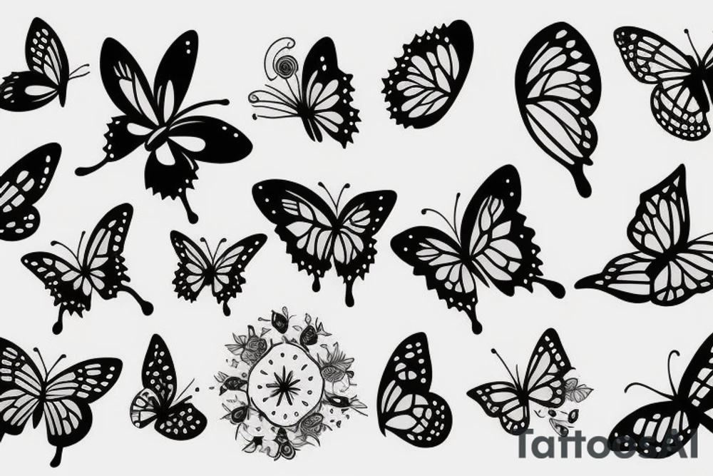 Moon and butterfly tattoo idea