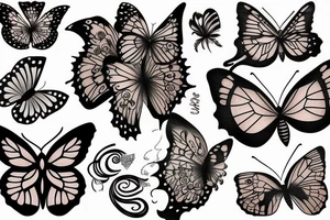 Moon and butterfly tattoo idea
