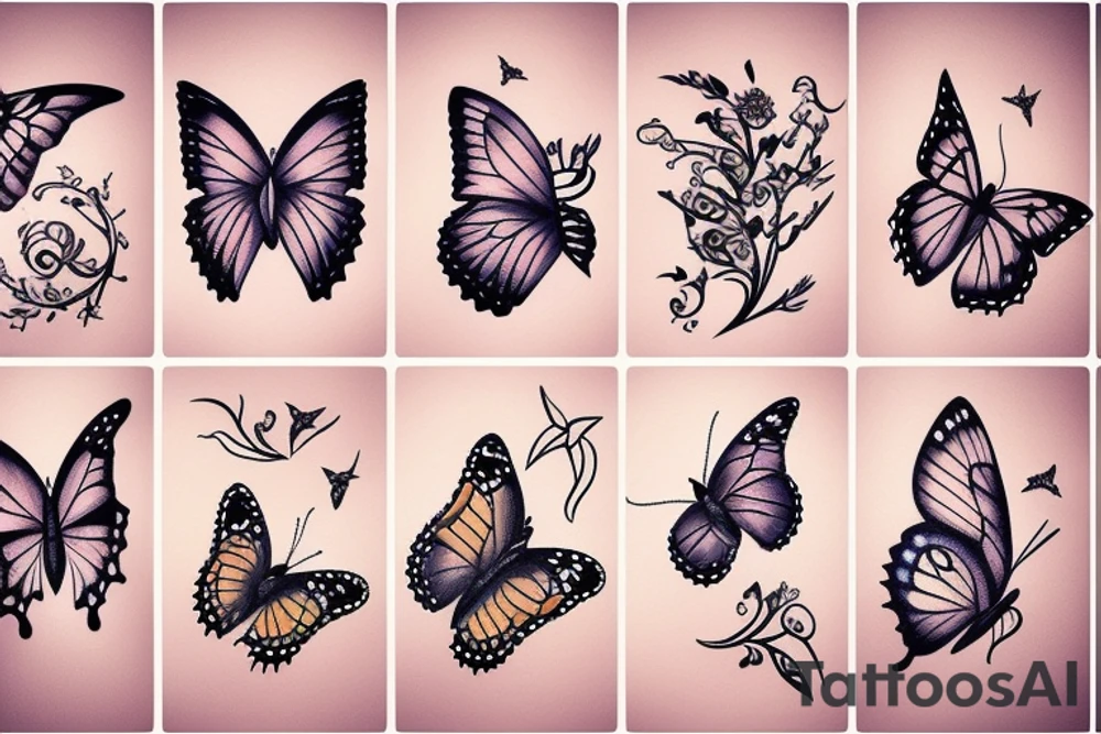 Moon and butterfly tattoo idea