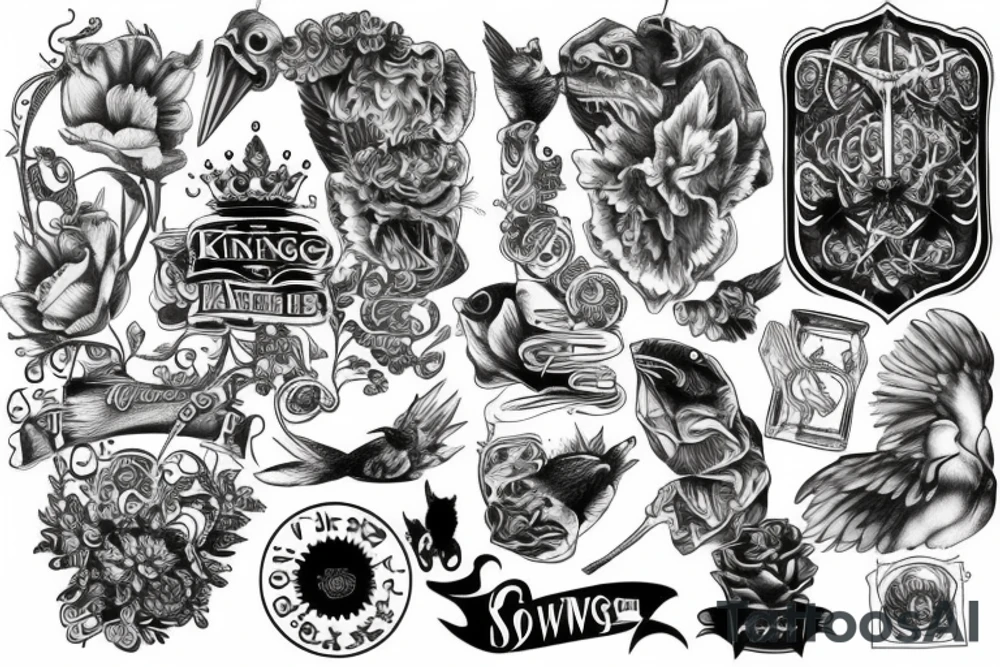 king & swallow tattoo idea