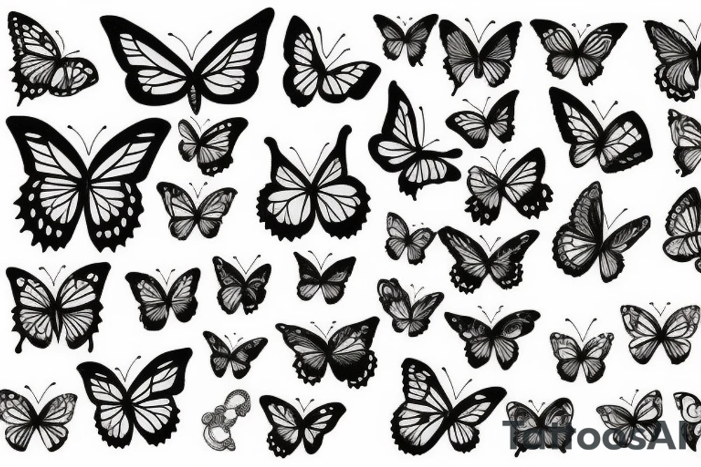 Moon and butterfly tattoo idea