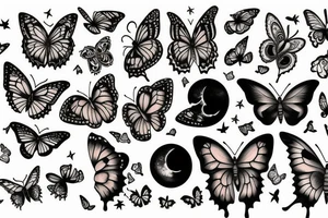 Moon and butterfly tattoo idea