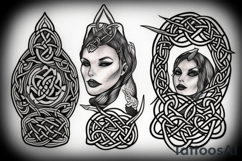 Celtic wiccan woman tattoo idea
