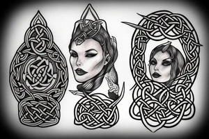 Celtic wiccan woman tattoo idea