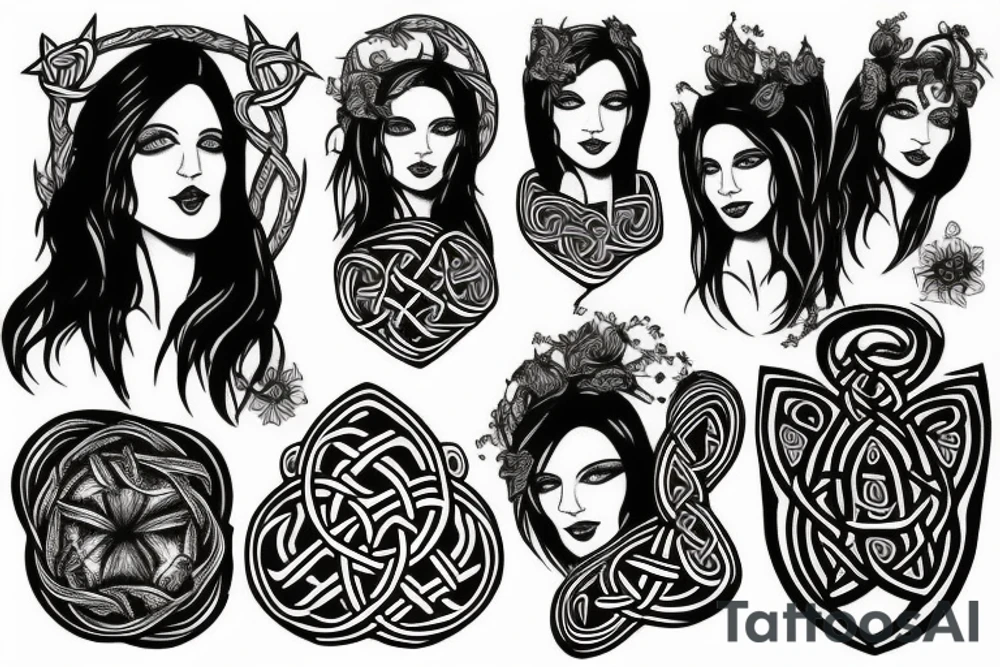 Celtic wiccan woman tattoo idea