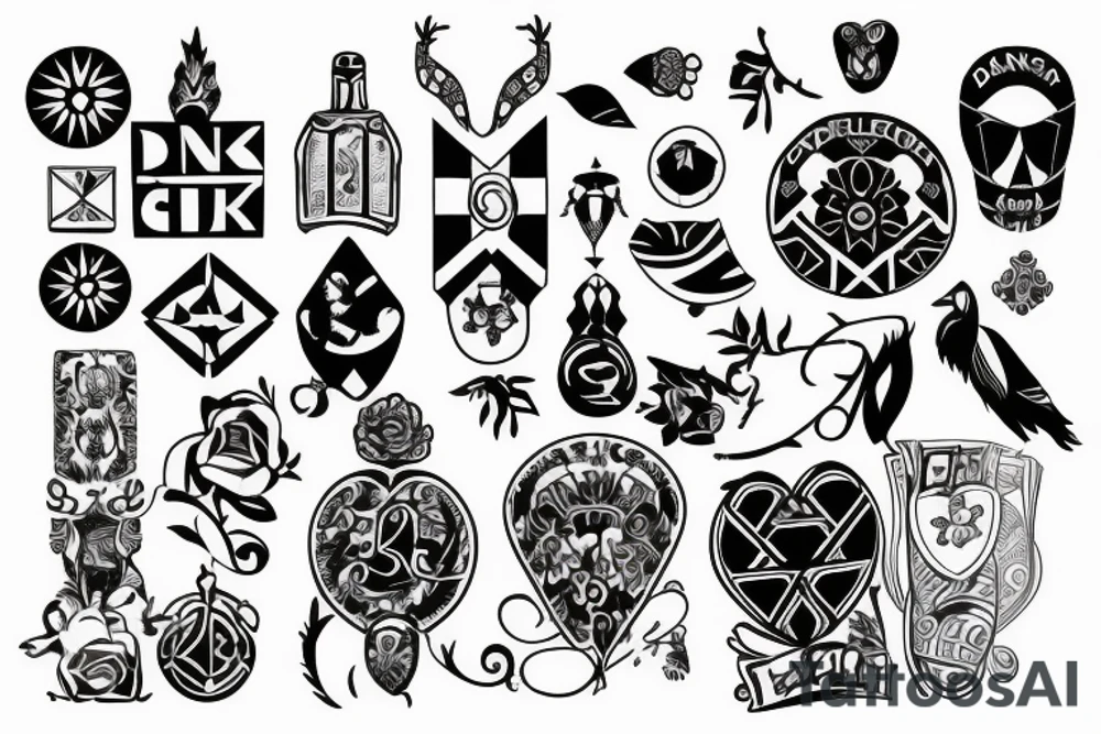 Denmark, England, France, South Africa tattoo idea
