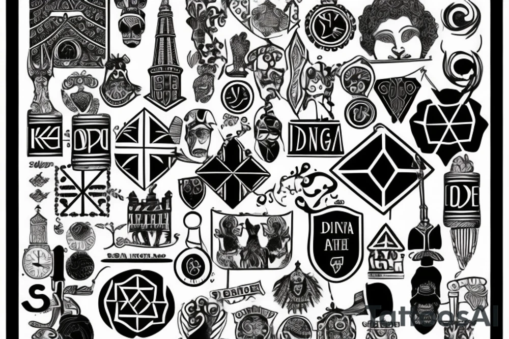 Denmark, England, France, South Africa tattoo idea