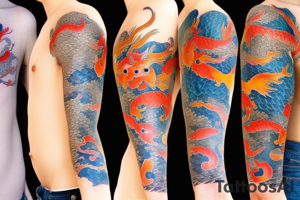 Japanese Koi fish sleeve tattoo idea