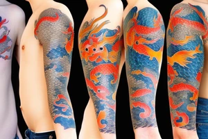 Japanese Koi fish sleeve tattoo idea