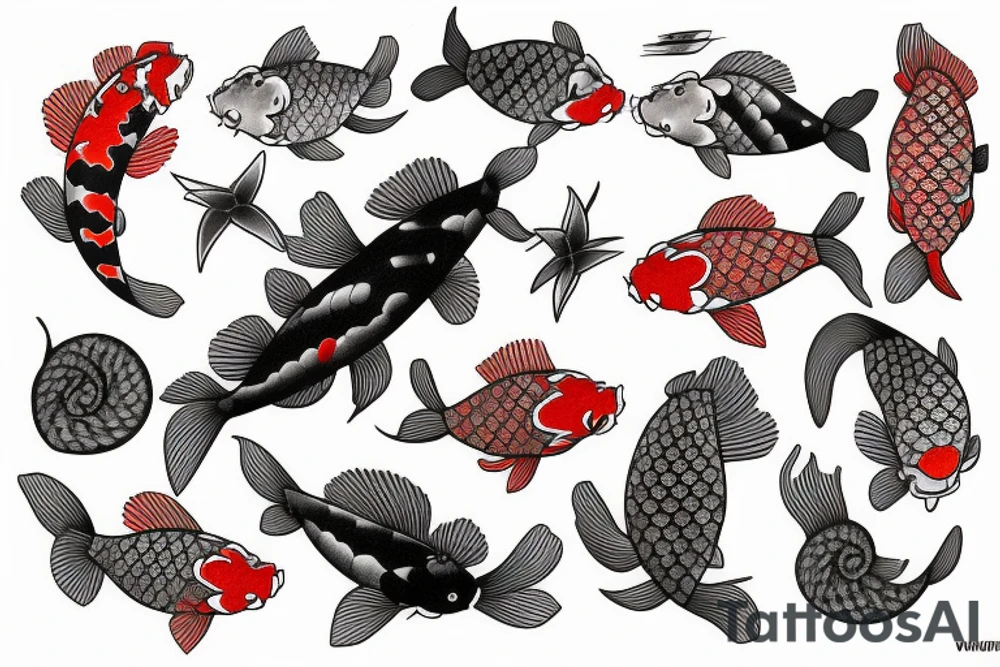Japanese Koi fish sleeve tattoo idea