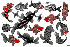 Japanese Koi fish sleeve tattoo idea
