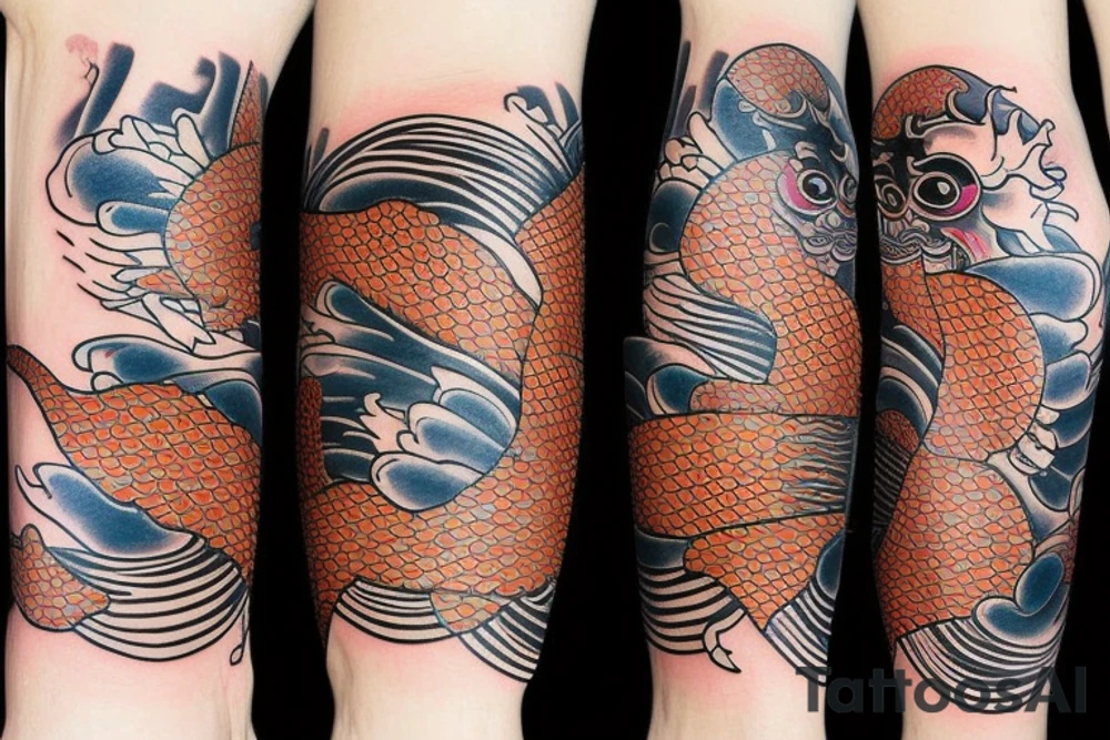 Japanese Koi fish sleeve tattoo idea