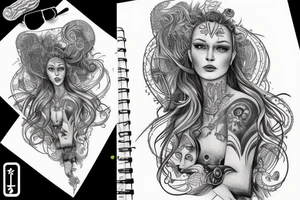 realistic aquarius based on mykalojus konstantinas ciurlionis tattoo idea