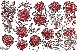Red string flower tattoo idea
